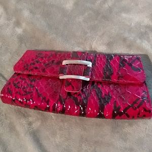 Red and black clutch purse